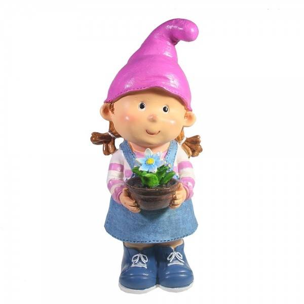 Фигура для дачи "Девочка-гном с цветочком" L15W13H32 81-6792 фото 1 — Egidius.ru