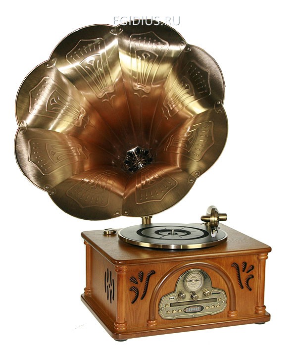 Музыкальный центр-ретро "Граммофон": винил, AM/FM, CD, MP3, USB, SD  100-308 фото 1 — Egidius.ru