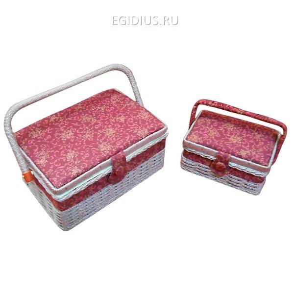 Набор из 2-х шкатулок для рукоделия (с подносом), L26 W18 H13 см / L17,5 W12,5 H9,5 см 81-4086 фото 1 — Egidius.ru