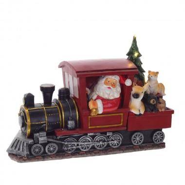 Фигурка декоративная с подсветкой &quot;Санта на паровозе&quot;, L36 W14 H25см 84-0417 — Egidius.ru