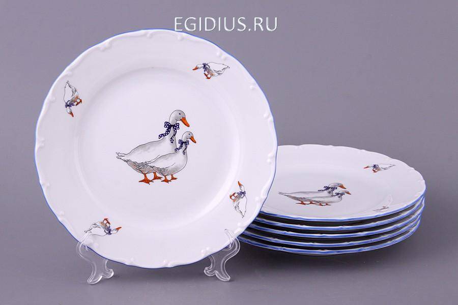 Набор тарелок из 6 шт."гуси" диаметр=21 см. 300-500 фото 1 — Egidius.ru