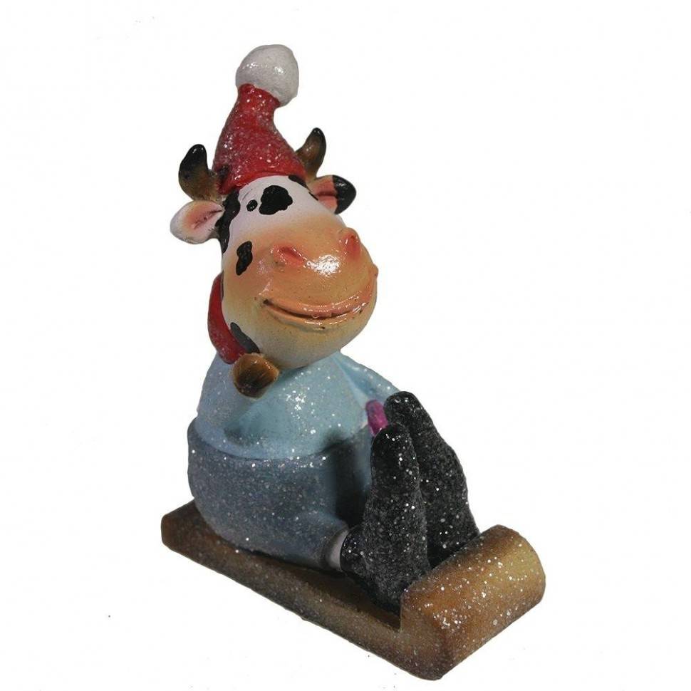 Фигура декоративная Бычок на санках L7W4,5H9,5 82-1809 фото 1 &mdash; Egidius.ru