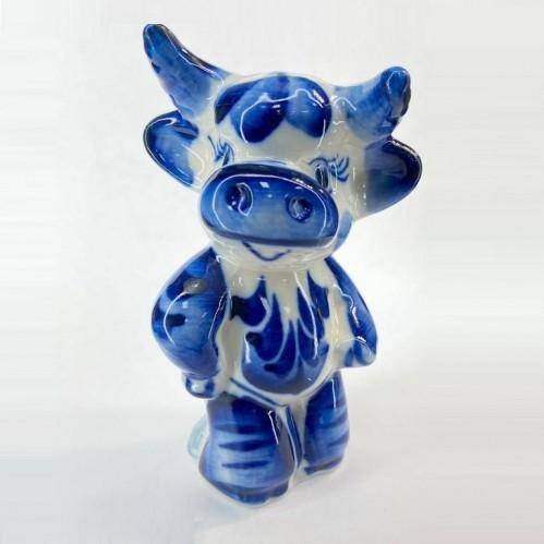 Фигурка Гжель Бык-14 5,5*3,5*9,5см 3-2-043 фото 1 — Egidius.ru