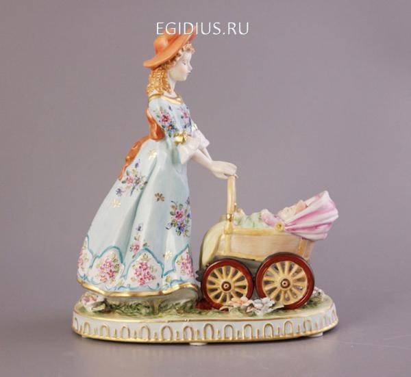 Статуэтка "дама с коляской" высота=26 см. длина=21 см. 320-340 фото 1 &mdash; Egidius.ru