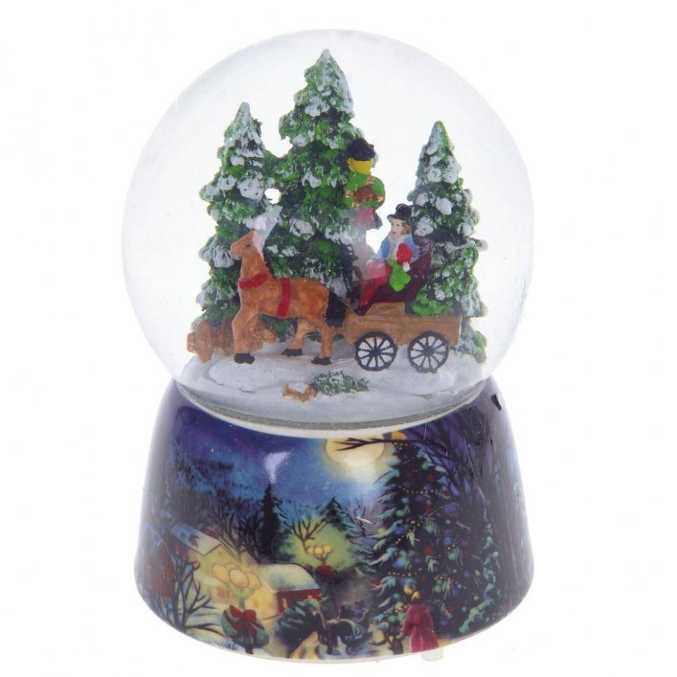 Шар водяной со снегом зимняя сказка с музыкой и функцией движения, L10 W10 H14,5 D10 см 80-0922 фото 1 — Egidius.ru