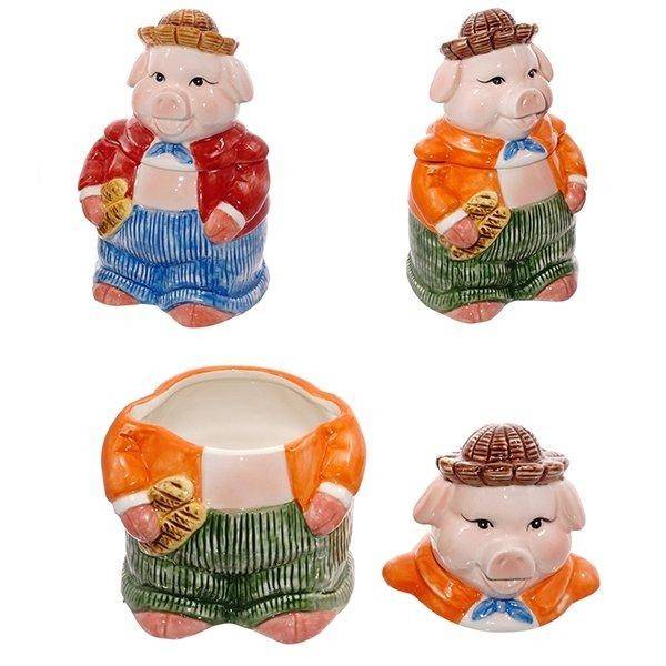 Ёмкость для сыпучих продуктов "Свинка", 11х9,5х17,5см, 2в (в инд.упаковке) 82-0308 фото 1 — Egidius.ru