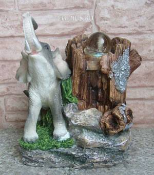 Фонтан: Слон большой, шар, цветная подсветка   H*L*W=24*23*21 10-0313 фото 1 &mdash; Egidius.ru