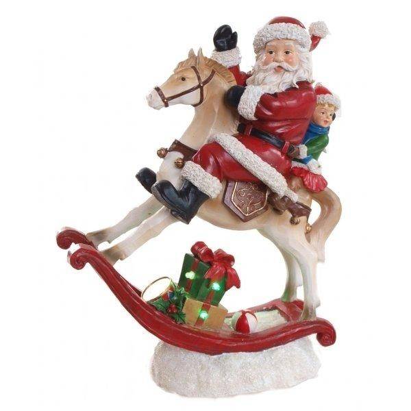 Фигурка декоративная "Санта на лошадке" с подсветкой на батарейках L27,5 W11,6 H34см 84-0418 фото 1 — Egidius.ru