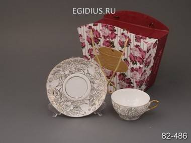 Чайный набор на 1 персону 2 пр.&quot;роза золотая&quot; 250 мл. 310-002 — Egidius.ru
