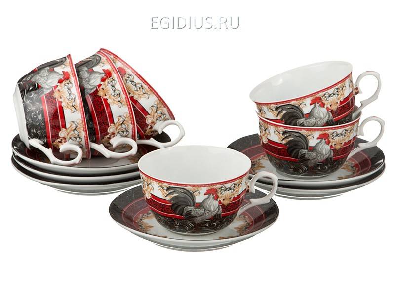 Чайный набор "петух" на 6 персон 12пр. 250 мл.  332-124 фото 1 — Egidius.ru