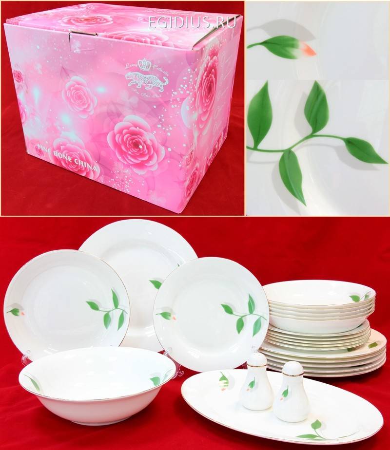 Сервиз столовый  "Зелёный листок" 22 пр.  600-217 фото 1 — Egidius.ru