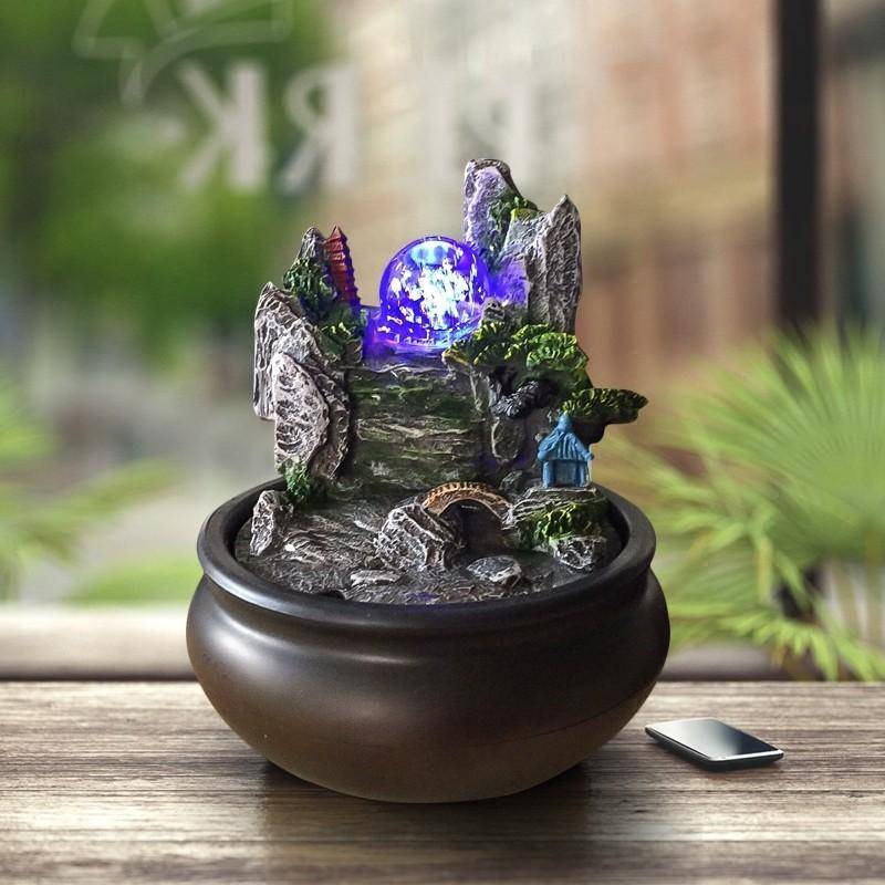 Настольный фонтан "домик у скалы" с подсветкой 20*16*16см 10-0315 фото 1 &mdash; Egidius.ru