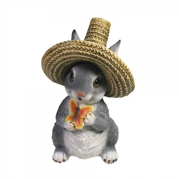 Фигура для дачи "Зайка в соломенной шляпе с бабочкой"  L12W13H21,5 81-6797 фото 1 — Egidius.ru
