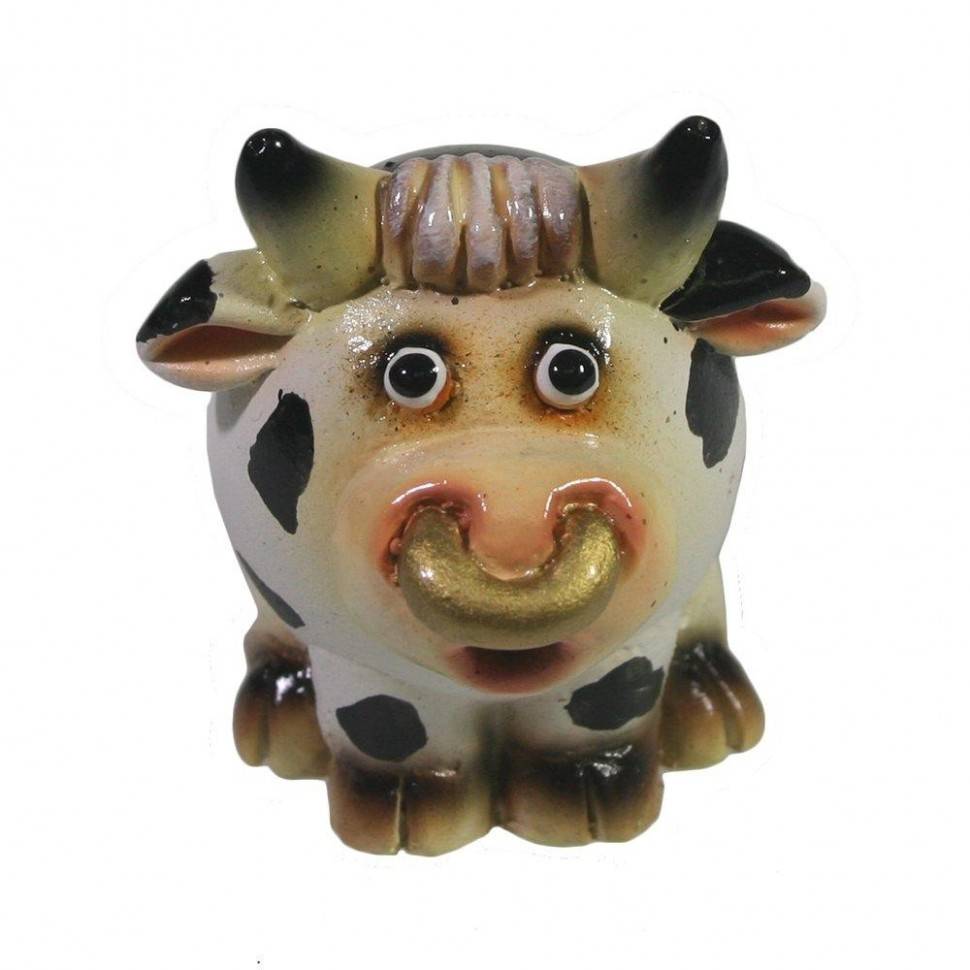 Фигура декоративная Бычок с кольцом (пятнистый) L6W4,5H5,5 82-1773 фото 1 &mdash; Egidius.ru