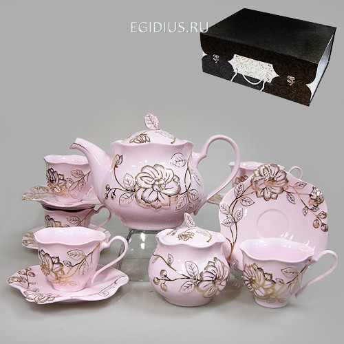 Набор чайный 14 пр. розовый цветок 1800мл/200мл под.уп.  900-237 фото 1 &mdash; Egidius.ru