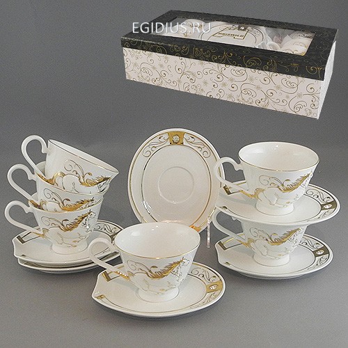 Набор чайный 12 пр. со стразами ЗОЛОТАЯ ЛОШАДЬ 220 мл под.уп. 910-000 фото 1 &mdash; Egidius.ru