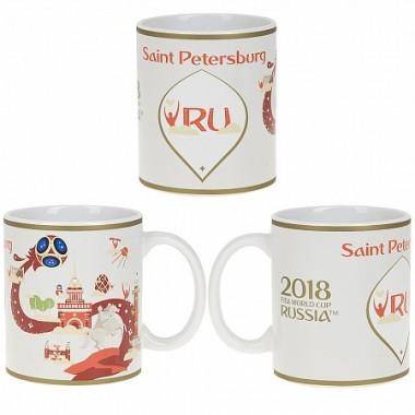 Кружка керамическая &quot;ЧМ 2018/Saint Petersburg&quot; v=330мл.  406-176 — Egidius.ru