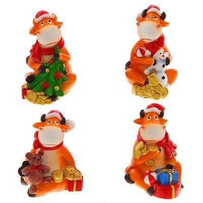 Фигурка декоративная "Бык" L4 W4 H6 см, 4 в. 82-1546 фото 1 — Egidius.ru