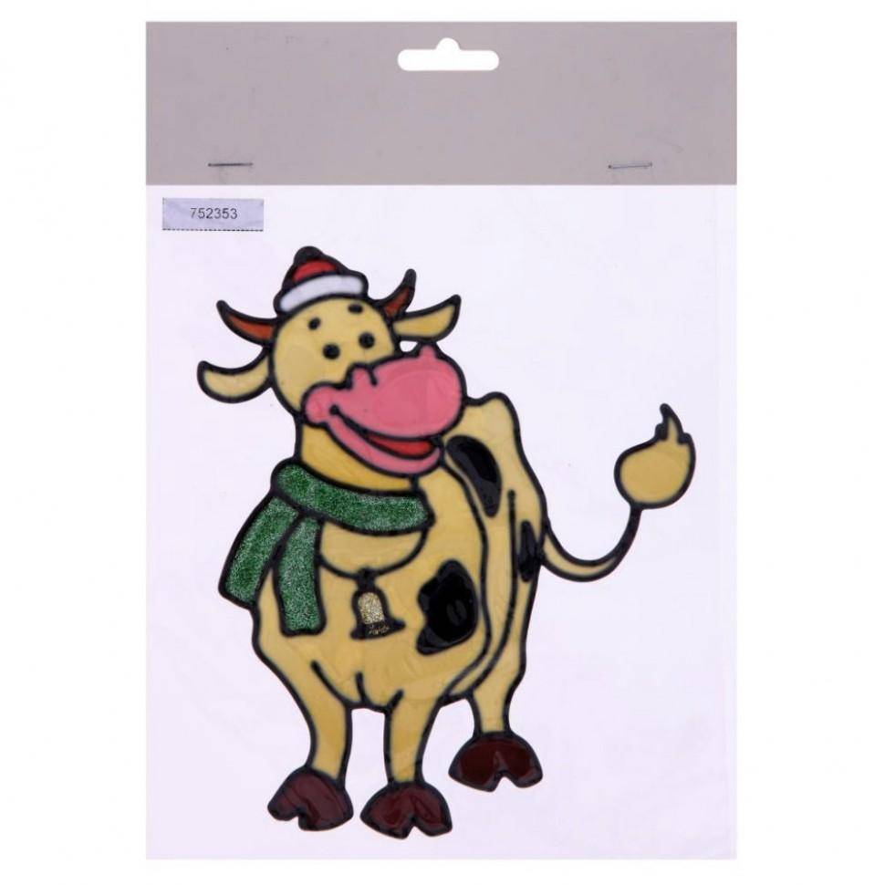 Наклейка новогодняя "Коровка" L15 W0,12 H18 см 82-1506 фото 1 — Egidius.ru