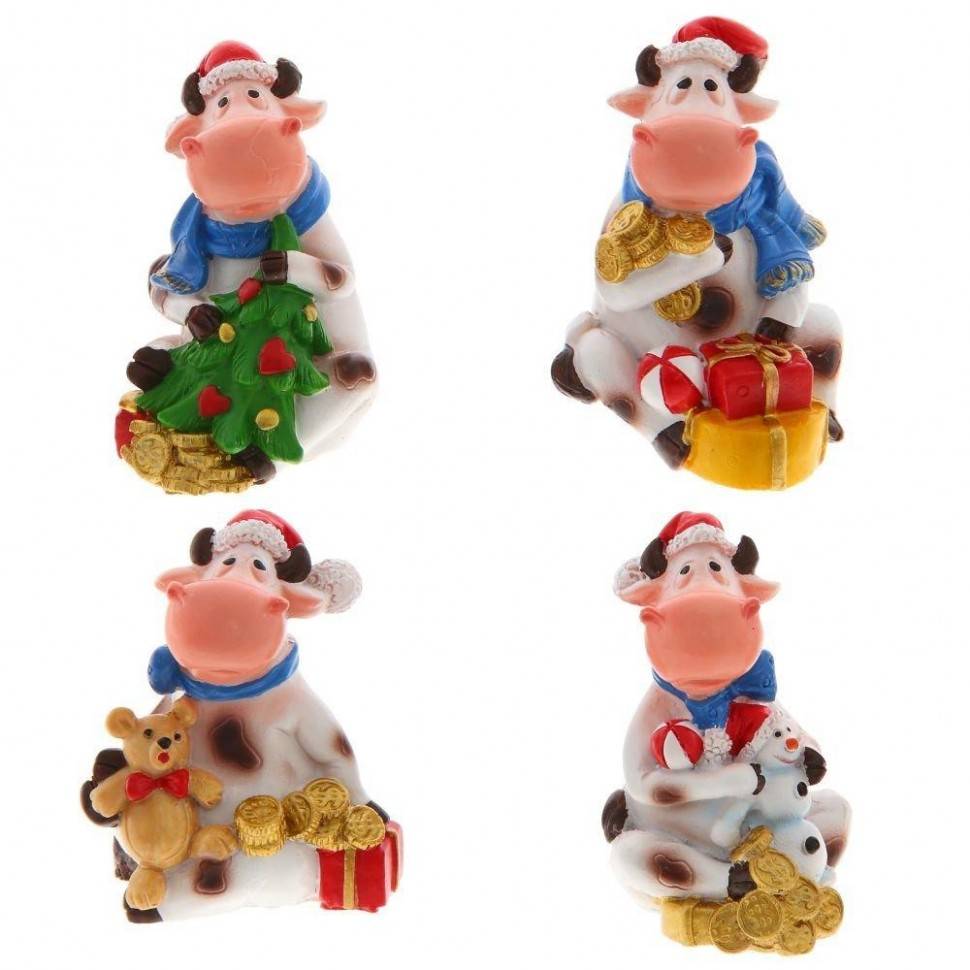 Фигурка декоративная "Бык" L6 W4 H6 см, 4 в. 82-1547 фото 1 — Egidius.ru