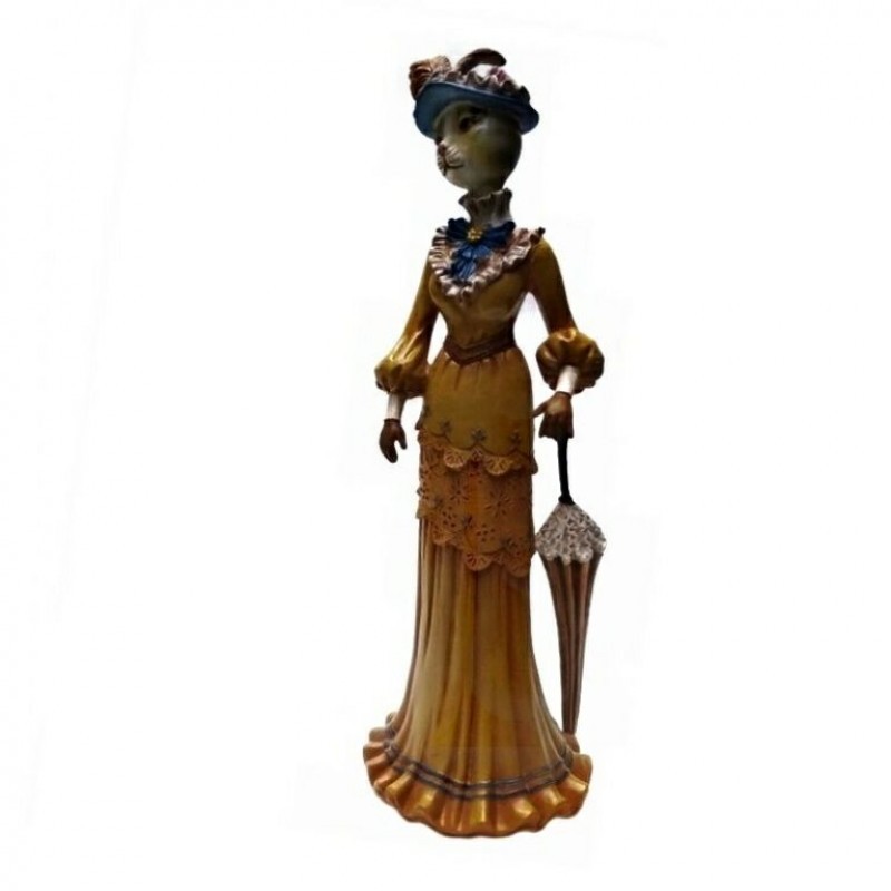 Фигурка "Кошка в платье с зонтиком" 11.5*10*30.5см, символ года 2023, кролик, кот, заяц 3-2-173 фото 1 — Egidius.ru