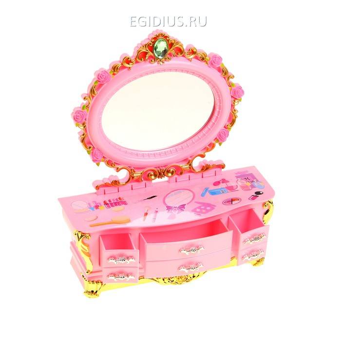 Шкатулка пластик музыкальная механическая "Комод с зеркалом розовый" 7х19,5х22 см 803-901 фото 1 &mdash; Egidius.ru