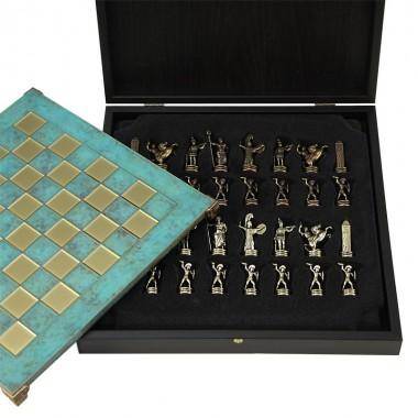 Шахматный набор &quot;Троянская война&quot; (патинир. мет. доска 36х36, дер. короб, фигуры золото/бронза) 31-0827 — Egidius.ru