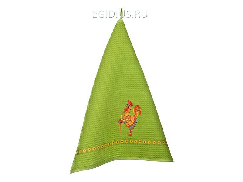 Вафельное полотенце 50*70см "петух" 100% хлопок, зеленое с вышивкой" 330-849 фото 1 — Egidius.ru