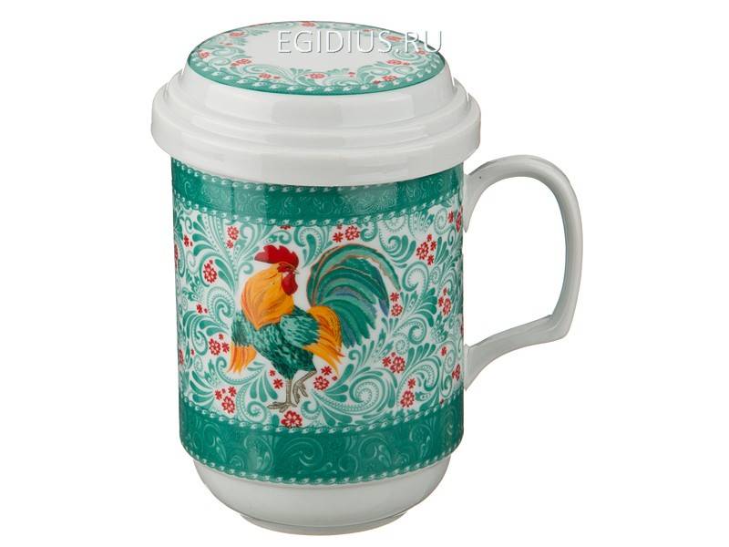 Заварочная кружка "петух" с ситом 350 мл.  332-040 фото 1 — Egidius.ru