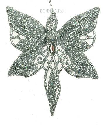 Игрушка ёлочная Бабочка серебро 151-118 фото 1 &mdash; Egidius.ru