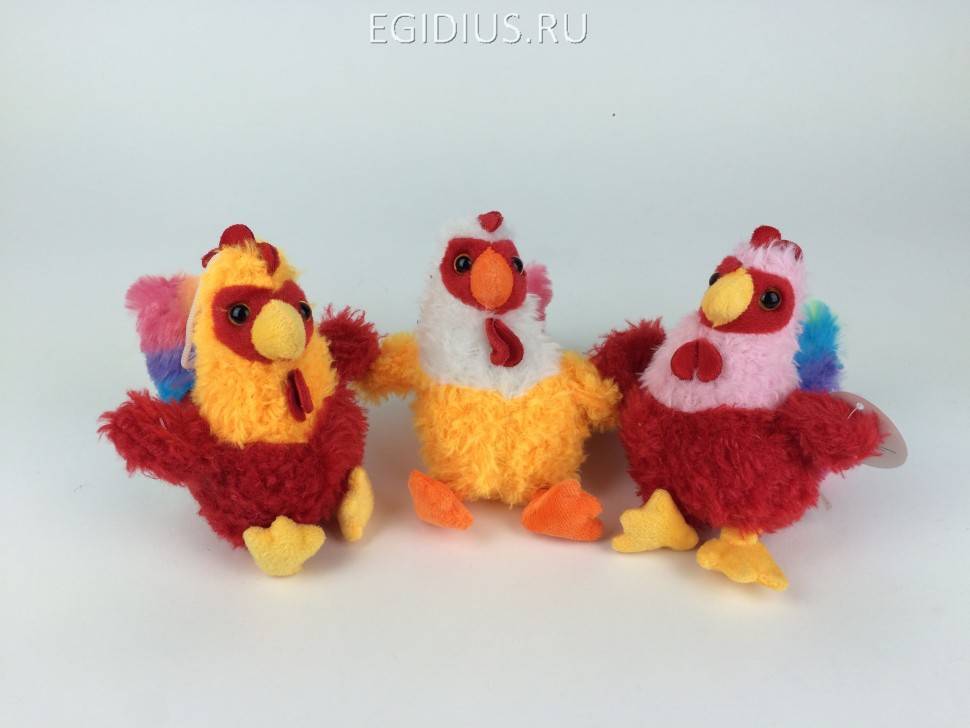 Мягкая игрушка Петухи с разноцв. хвостами 15 см 281-017 фото 1 — Egidius.ru