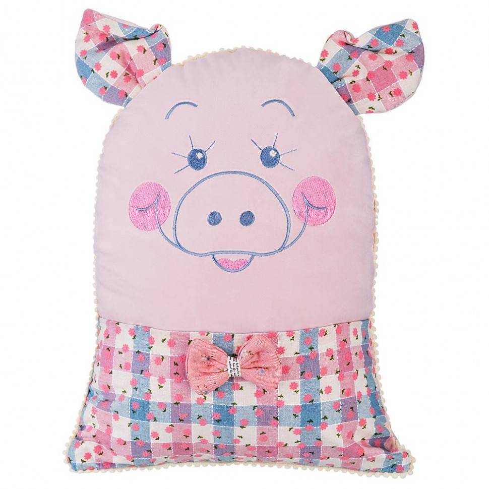 Подушка декоративная  "хрюшка", 45*45 см, светлое золото, 100% пэ, вышивка 332-855 фото 1 — Egidius.ru