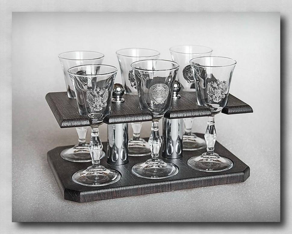 Набор рюмок на подставке 40074 "Русь" 60 мл.   6шт. 72-1042 фото 1 — Egidius.ru