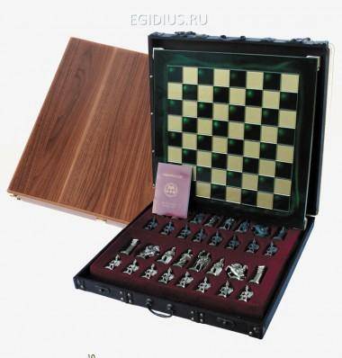 Шахматный набор &quot;Троянская война&quot; (зелен. мет. доска 36х36, дер. короб, фигуры золото/бронза) 31-0729 — Egidius.ru