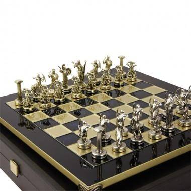 Шахматный набор &quot;Битва Титанов&quot; (син. мет. доска 36х36, дер. короб, фигуры золото/серебро) 31-0806 — Egidius.ru