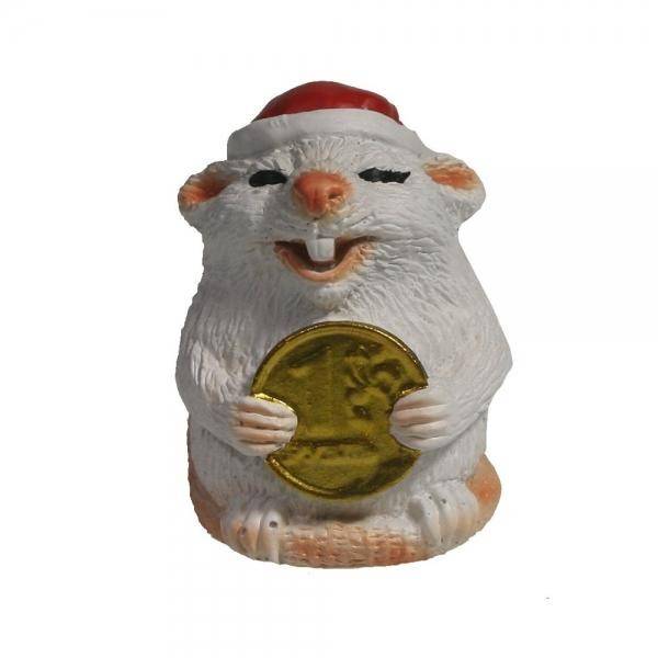 Фигура декоративная Крыса с рублем (белый) L4W4H5 82-0951 фото 1 — Egidius.ru