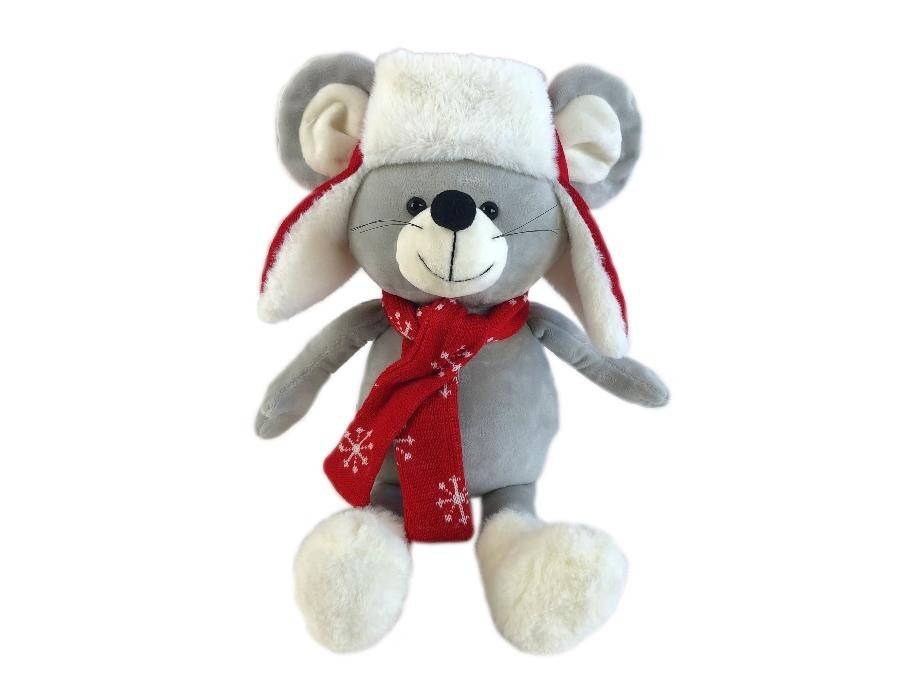 Мягкая игрушка Мышка в шапке и шарфе 26(45) см символ года 2020 2-1-061 фото 1 &mdash; Egidius.ru