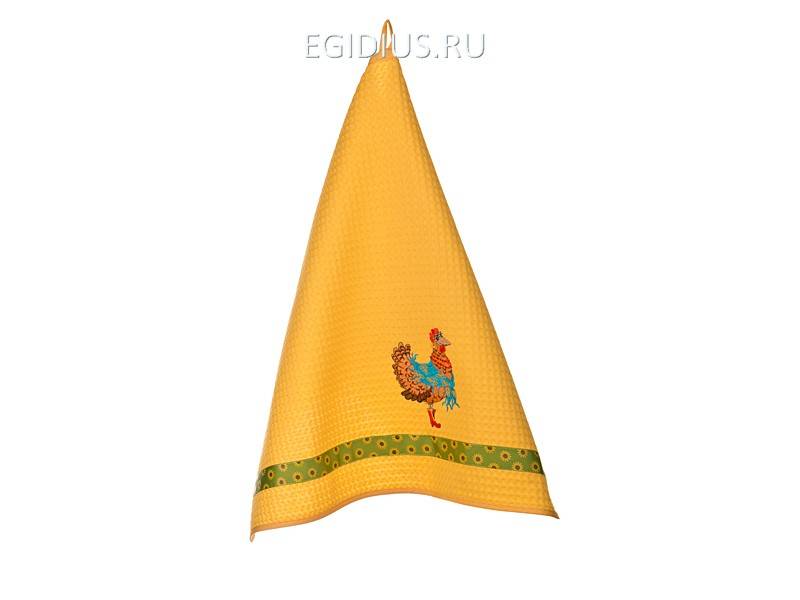 Вафельное полотенце 50*70см "курочка" 100% хлопок, жёлтое с вышивкой" 330-850 фото 1 — Egidius.ru