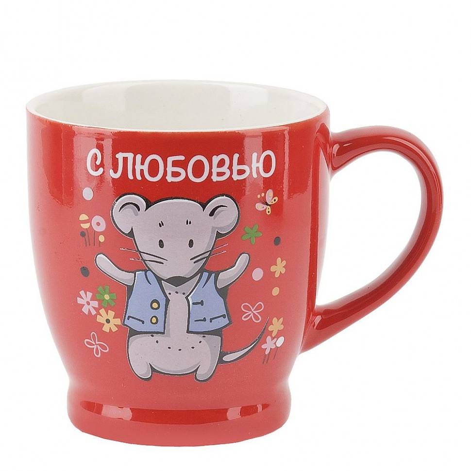 Кружка фарфоровая "Мышь и пожелания" v=230мл. (3вида) 410-004 фото 1 — Egidius.ru